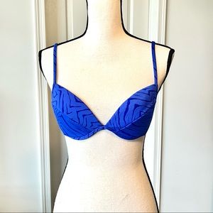Vintage ST. JOHN’S BAY Blue Animal Print Bikini Bra Top—SZ. 10